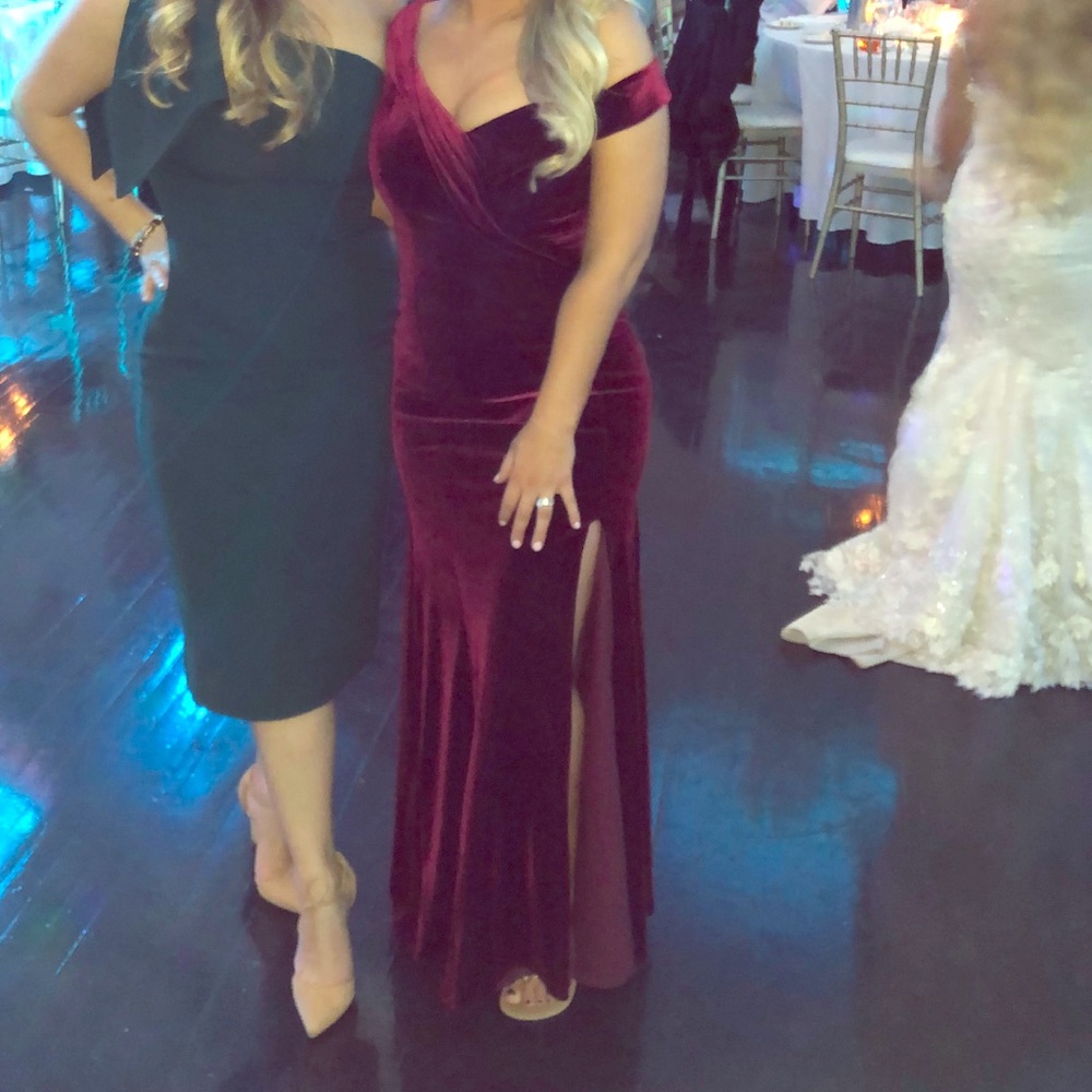 Burgundy velvet gown